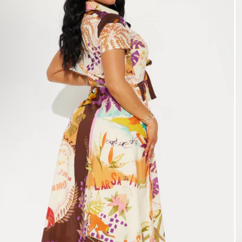Colorful Patterned Tie-Front Dress - Picture 3 of 5